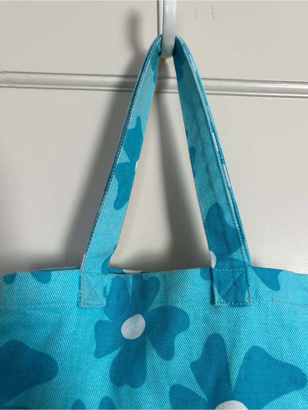 Big Bud Press Mini Tote, Turquoise With Flowers. - Picture 8 of 10